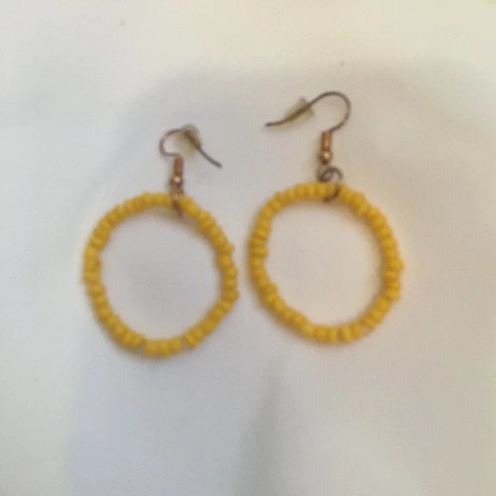 Yellow Seed Bead Chain necklace Earrings Set
